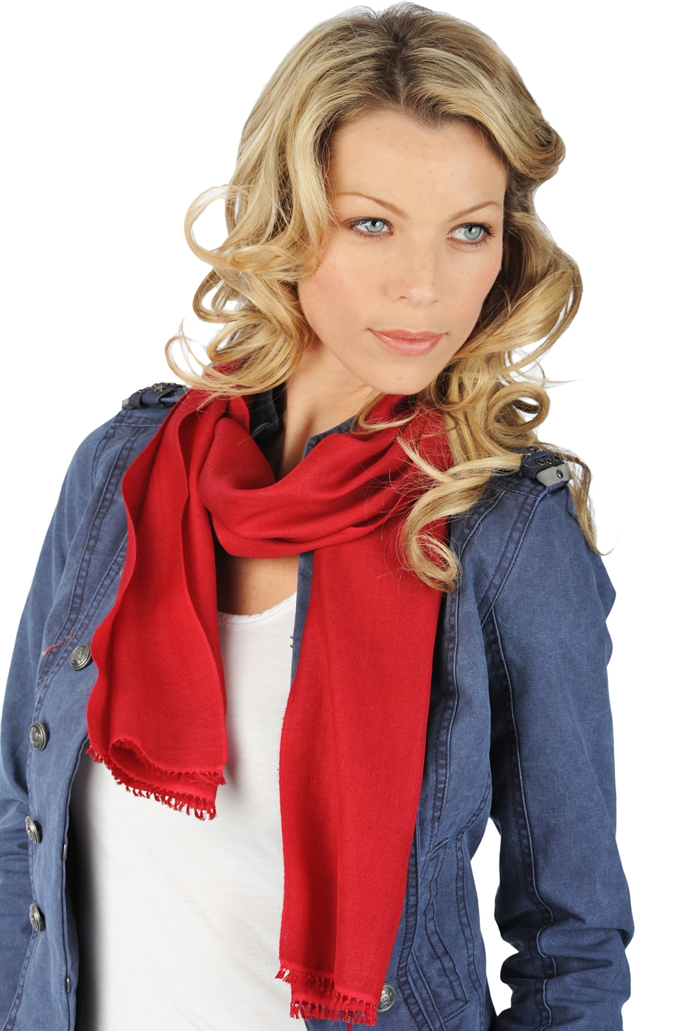 Cashmere & Zijde accessoires sjaals scarva kersen 170x25cm